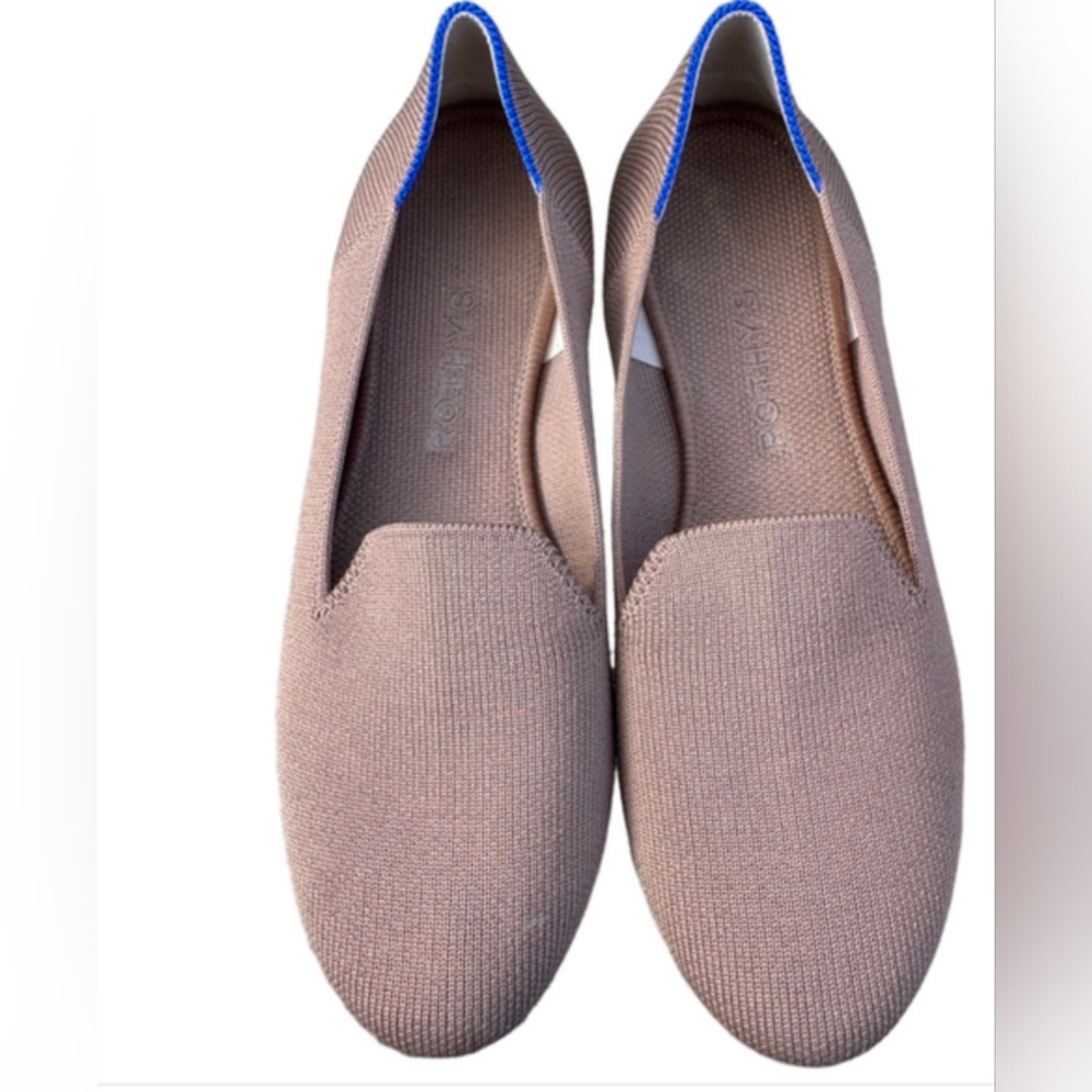Rothy's Brown Knit Slip-On Loafers with Blue Trim - Picture 3 of 4
